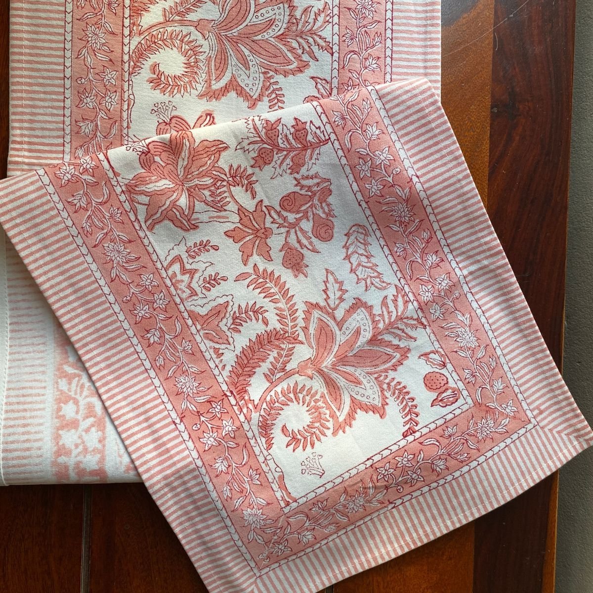 Padma Table Runner, 100% cotton, 13" x 72" - Coral Slub -
